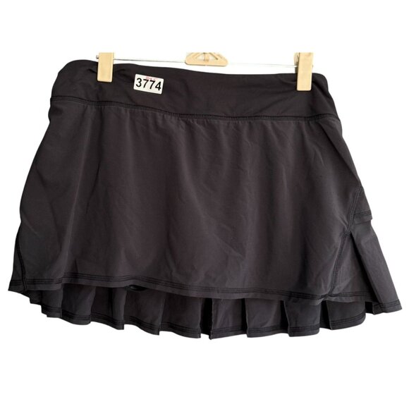 Lululemon Ruffled Pleated Pace Setter Skirt Skort 6 Black Tennis Athletic - Picture 2 of 9